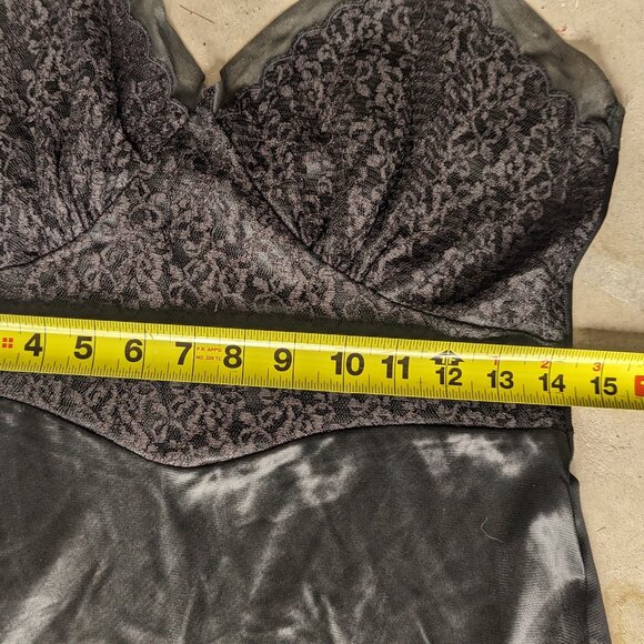 Movie Star Black Nylon Full Slip Dress  Womens With Lace Detail Vintage - Picture 10 of 11